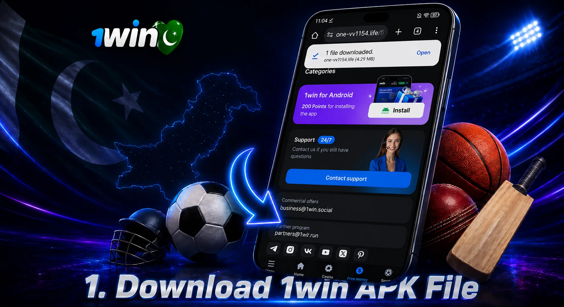 download 1win apk file on your phone
