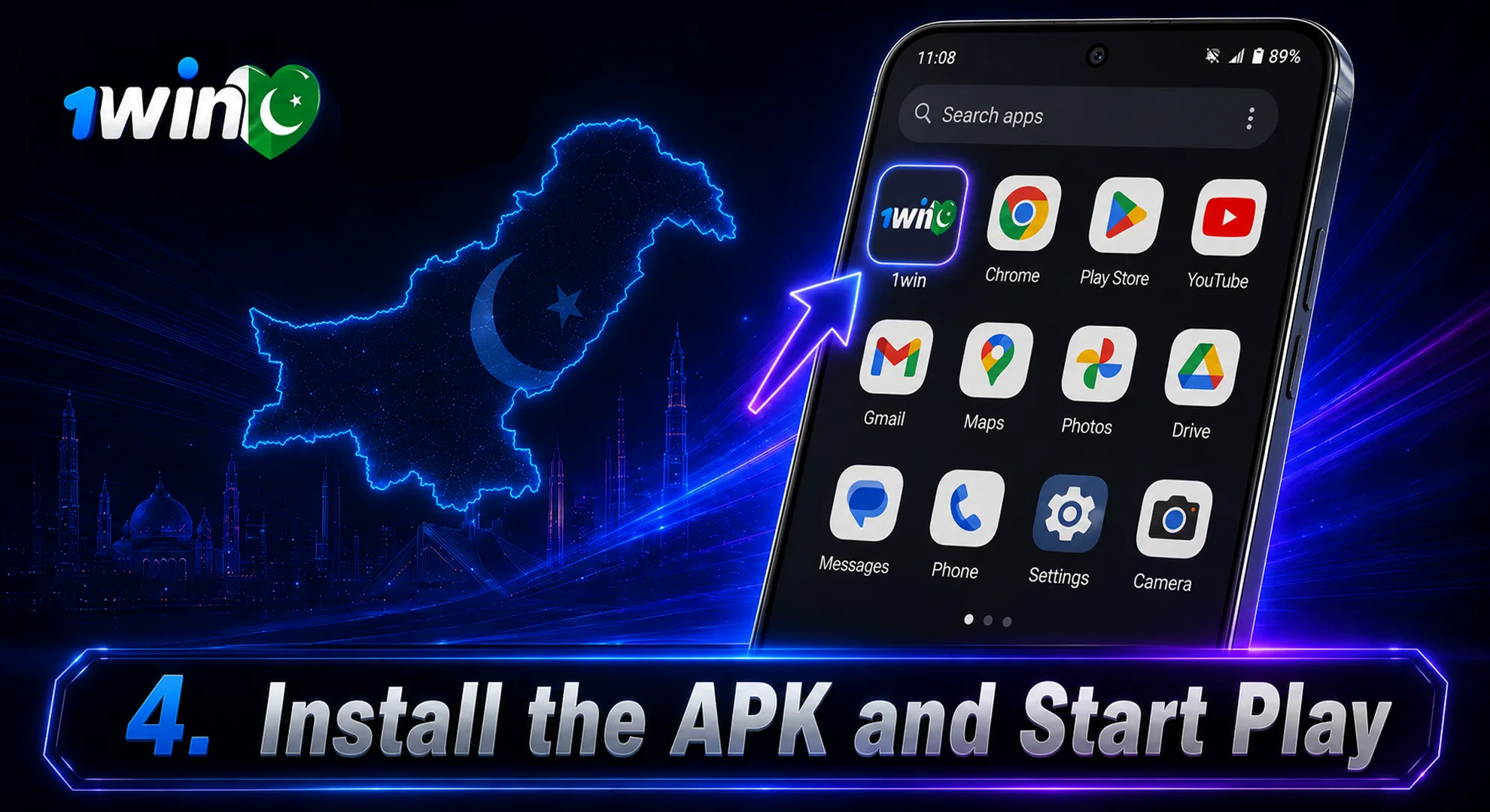 install 1win apk and start play